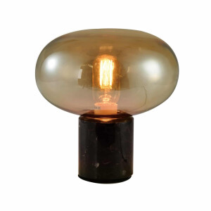 QUVIO Tafellamp retro - Marmer met ovaal glazen kap - Diameter 22 cm