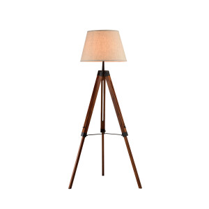 QUVIO Vloerlamp landelijk - Driepoot van hout - Diameter voet 60 cm
