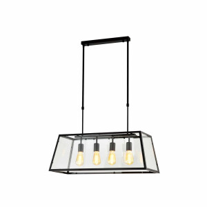 QUVIO Hanglamp modern - 4 lichtpunten met stalen glazen kap - 30 x 78 x 28 cm