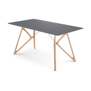 Tink table houten eettafel whitewash - met linoleum tafelblad nero - 160 x 90 cm