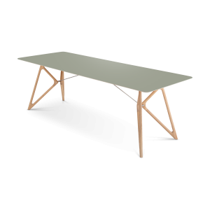 Tink table houten eettafel whitewash - met linoleum tafelblad dark olive - 240 x 90 cm