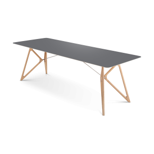 Tink table houten eettafel whitewash - met linoleum tafelblad nero - 240 x 90 cm