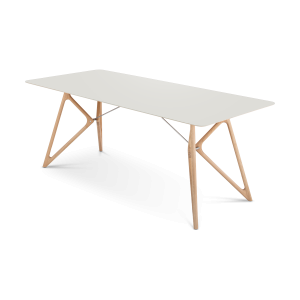 Tink table houten eettafel whitewash - met linoleum tafelblad mushroom - 180 x 90 cm