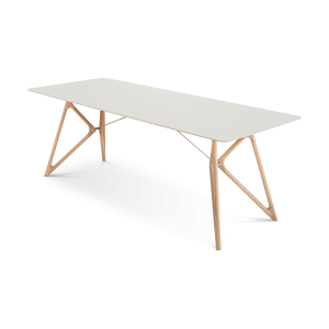 Tink table houten eettafel whitewash - met linoleum tafelblad mushroom - 220 x 90 cm