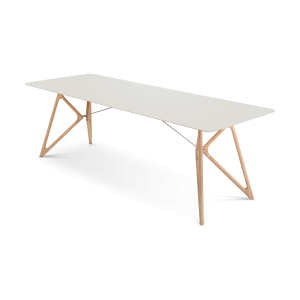 Tink table houten eettafel whitewash - met linoleum tafelblad mushroom - 240 x 90 cm