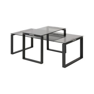 Bendt Salontafel 'Lone', Set van 2 stuks, Rookglas 115 x 69cm, kleur zwart