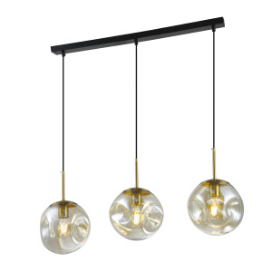 QUVIO Hanglamp eettafel - 3 lichtspunten - Glazen bollen - Langwerpig - Metaal - Glas