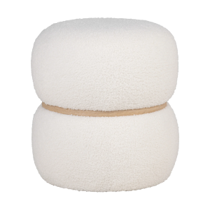 Madelon bouclé poef wit - Ø 38 cm