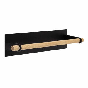 QUVIO Handdoekhouder met magneet strip - 6 x 25,5 x 6 cm - Zwart en bruin