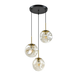 QUVIO Hanglamp eettafel - 3 lichtspunten - Glazen bollen - Rond - Metaal - Glas