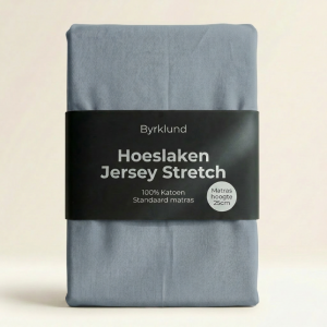 Hoeslaken Katoen - Jersey Stretch - Blauw - 180x220cm - Blauw - Byrklund - Dekbed-Discounter.nl