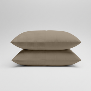 2-PACK Kussenslopen Waffle - Taupe - Dekbed-Discounter.nl