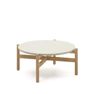 Kave Home Ronde Salontafel 'Pola' Eucalyptushout en Terrazzo, 88cm