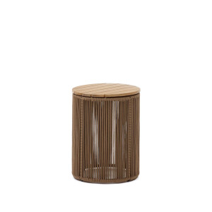 Kave Home Outdoor Bijzettafel 'Dandara' Acaciahout en touw, 40cm, kleur Beige