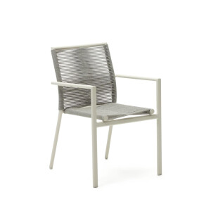 Kave Home Tuinstoel 'Culip' Geweven touw, kleur Grijs/Wit