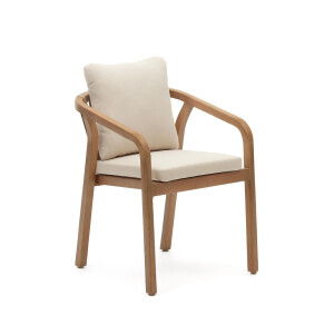 Kave Home Eetkamerstoel 'Malaret' Eucalyptushout en gevlochten touw, kleur Beige