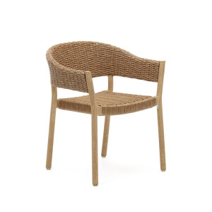 Kave Home Tuinstoel 'Pola' Eucalyptushout en rattan