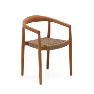 Kave Home Eetkamerstoel 'Ydalia' Teakhout, kleur Beige/Naturel