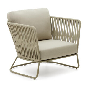 Kave Home Outdoor Fauteuil 'Saconca' Gevlochten touw, kleur Groen