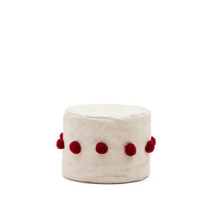 Kave Home Poef 'Manua' 40cm, kleur Beige/Rood