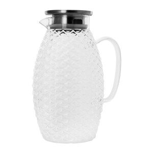 Krumble Karaf met filter, handvat en deksel - Schubbenpatroon - Glas en aluminium - 2 liter