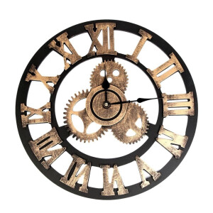 QUVIO Wandklok industrieel - Hout - Diameter 45 cm
