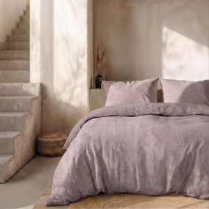 Sale: -32% | Dekbedovertrek Percale Katoen - Stonewash Rose - Eenpersoons (140x200 Cm) - Roze Percale Katoen - Effen - Presence - Dekbed-Discounter.nl