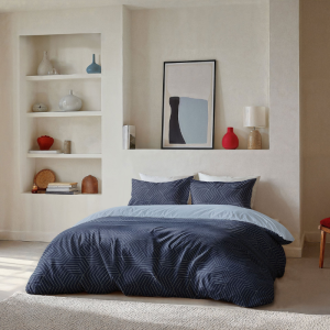 Dekbedovertrek Lined Grid - Lits-Jumeaux (240x220 Cm) - Blauw Microvezel - - Byrklund - Dekbed-Discounter.nl