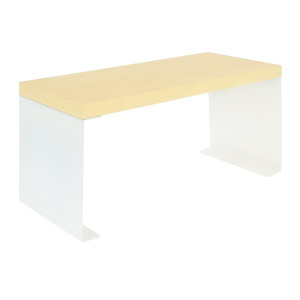 QUVIO Aanrecht organizer - Houtlook plank - Wit metaal
