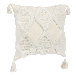 QUVIO Kussenhoes Bohemian met franjes - Kleine ruiten - 45 x 45 cm