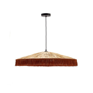 Kave Home Hanglamp 'Pollensa' Raffia, 75cm, kleur naturel / terracotta
