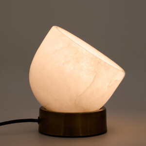 Kave Home Tafellamp 'Shenli' Messing en albast, 17cm