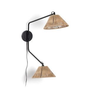 Kave Home Wandlamp 'Pontos' Jute, kleur Naturel