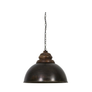 Light & Living Hanglamp 'Leia' 52cm, zwart zink+kop hout bruin