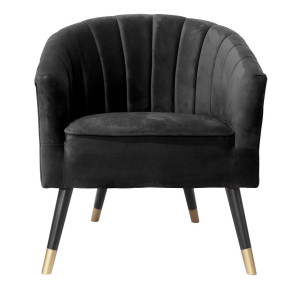 Leitmotiv Fauteuil 'Royal' Velvet, kleur Zwart