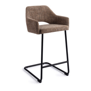 Jesper Home Barstoel 'Yanai' Arch Black, kleur Checked Chestnut (zithoogte 66cm)