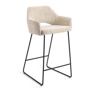 Jesper Home Barstoel 'Yanai' Slide Black, kleur Caramel Grid (zithoogte 65cm)