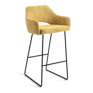 Jesper Home Barkruk 'Yanai' Slide Black, kleur Lemon Lines (zithoogte 75cm)