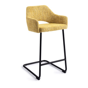 Jesper Home Barstoel 'Yanai' Arch Black, kleur Lemon Lines (zithoogte 66cm)