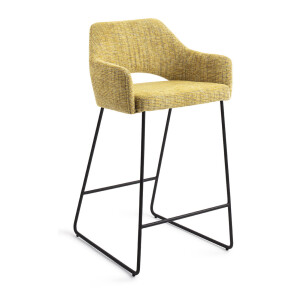 Jesper Home Barstoel 'Yanai' Slide Black, kleur Lemon Lines (zithoogte 65cm)