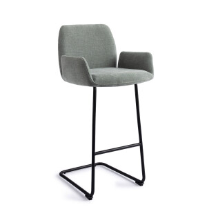 Jesper Home Barkruk 'Misaki' Arch Black, kleur Breezy Blue (zithoogte 75cm)