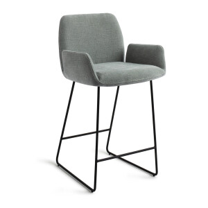 Jesper Home Barstoel 'Misaki' Slide Black, kleur Breezy Blue (zithoogte 65cm)