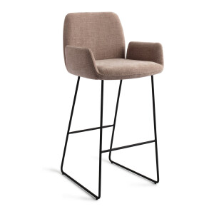 Jesper Home Barkruk 'Misaki' Slide Black, kleur Mocha Mist (zithoogte 75cm)