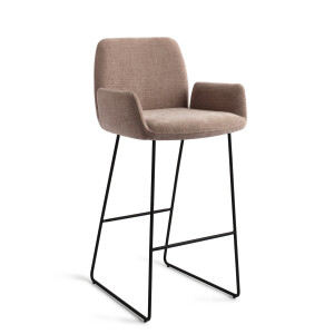 Jesper Home Barkruk 'Misaki' Slide Black, kleur Mocha Mist (zithoogte 75cm)