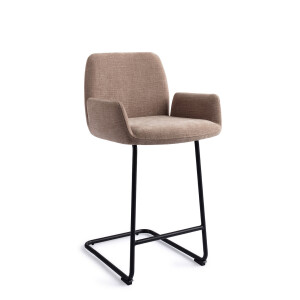 Jesper Home Barstoel 'Misaki' Arch Black, kleur Mocha Mist (zithoogte 66cm)