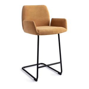 Jesper Home Barstoel 'Misaki' Arch Black, kleur Honey Harvest (zithoogte 65cm)