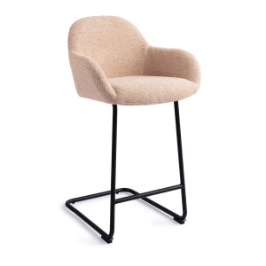 Jesper Home Barstoel 'Kushi' Arch Black, kleur Flax Relax (zithoogte 67cm)