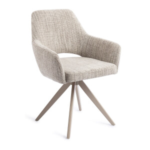 Jesper Home Draaibare Eetkamerstoel 'Yanai' Turn Beige, kleur Caramel Grid