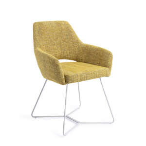 Jesper Home Eetkamerstoel 'Yanai' Beehive White, kleur Lemon Lines