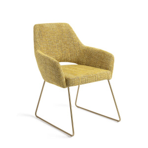 Jesper Home Eetkamerstoel 'Yanai' Slide Gold, kleur Lemon Lines